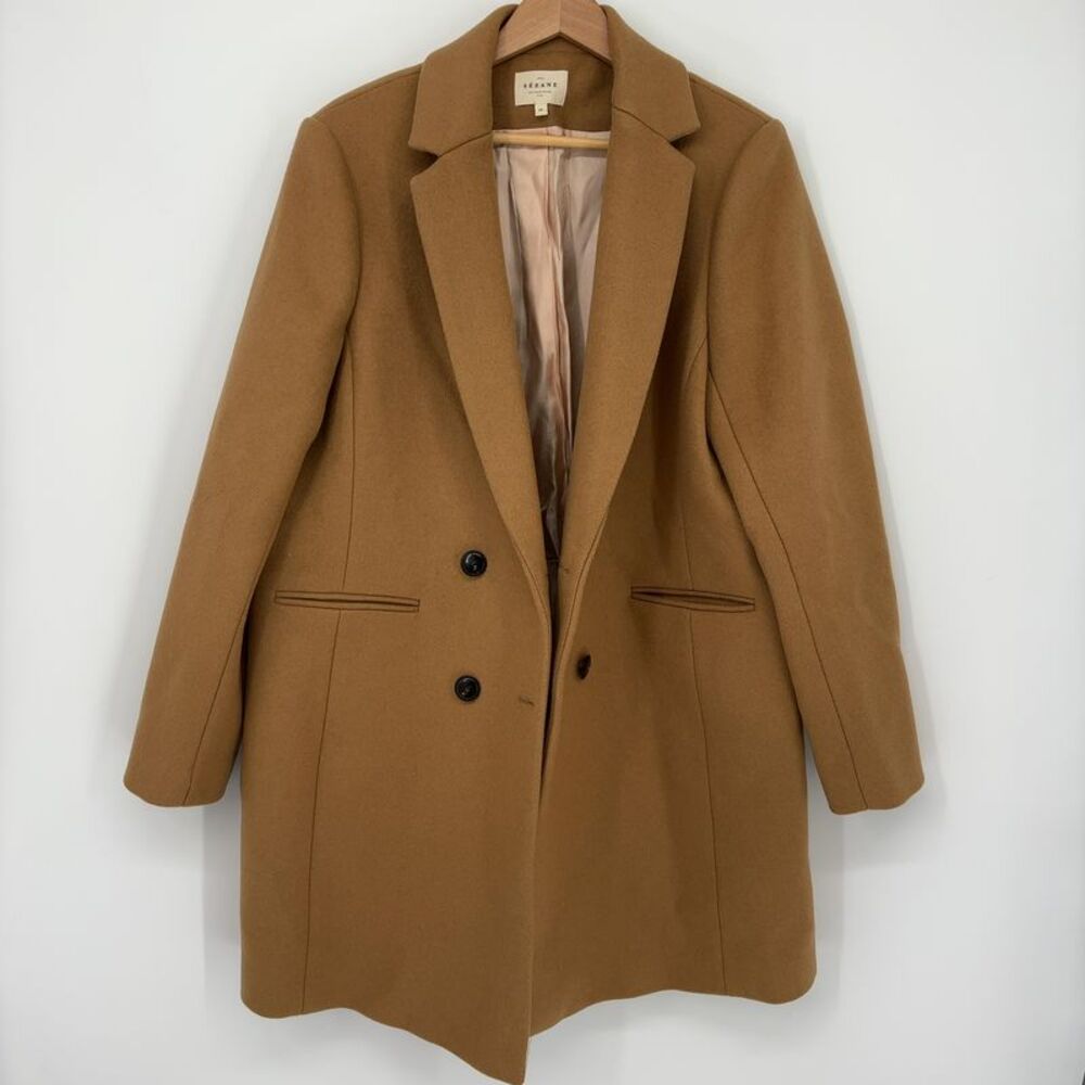 Sezane Brown Coat in Wool